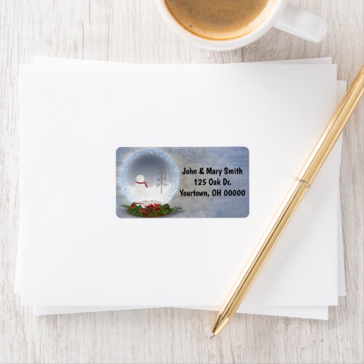 Sneeuwman in het sneeuwWereldbol Etiket (Insitu)