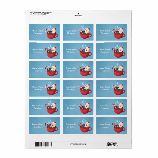 Sneeuwman in Hot Cacao Warm Wishes Kerstlabels Etiket (Full Sheet)