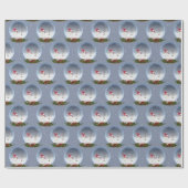 Sneeuwman in Kerstsneeuw Wereldbol inpakpapier (Vlak)