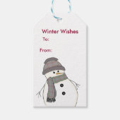 Sneeuwman in Plaid Cadeaulabel (Voorkant)