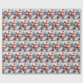 Sneeuwman in rode brievenbus met aangepaste achter cadeaupapier (Vlak)