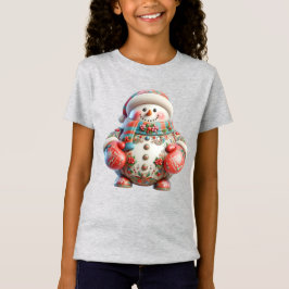 Sneeuwman in rode handschoenen, Kerstmis, Auteur N T-shirt