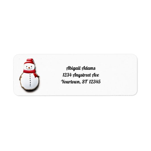 Sneeuwman in rode knipkaart etiket (Voorkant)
