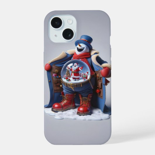 Sneeuwman in Rode Laarzen, Kerstmis, Auteur Natash iPhone 15 Case (Achterkant)