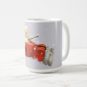 Sneeuwman in rode wanten wintersneeuw koffiemok (Voorkant rechts)