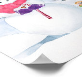 Sneeuwman in roze sjaal winterscène waterverf poster (Hoek)