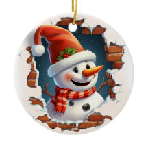 Sneeuwman in Santa Hat - 3D