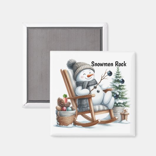 Sneeuwman in schommelstoel magneet (Voorkant / Achterkant)
