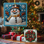 Sneeuwman in Sneeuwkerst  Keramisch Ornament