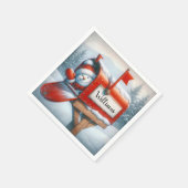 Sneeuwman in vakantie mailbox met aangepaste naam servet (Hoek)