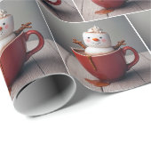 Sneeuwman in warme chocolademelk cadeaupapier (Rol Hoek)