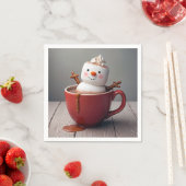 Sneeuwman in warme chocolademelk servet (Insitu)