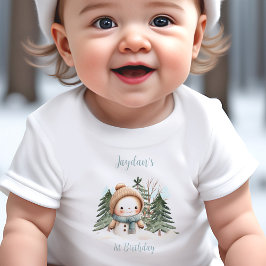  Sneeuwman Jongen Blauw Naam 1e Verjaardag