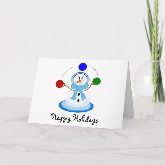 Sneeuwman Jongleur Feestdagen Kaart (Voorkant)