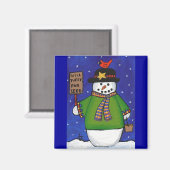 Sneeuwman & Kardinaal - Kerstmagneet Magneet (Voorkant / Achterkant)