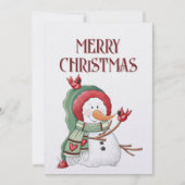 Sneeuwman Kardinaal Vogel Winter Kerstmis Feestdagenkaart (Voorkant)