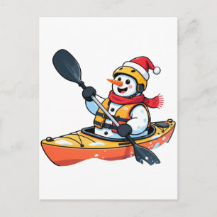 Sneeuwman Kayaker Kerstmis 2026 Vakantie Waterspor Briefkaart