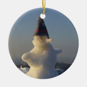sneeuwman keramisch ornament