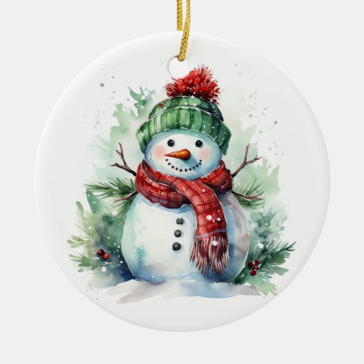 Sneeuwman Keramisch Ornament (Voorkant)
