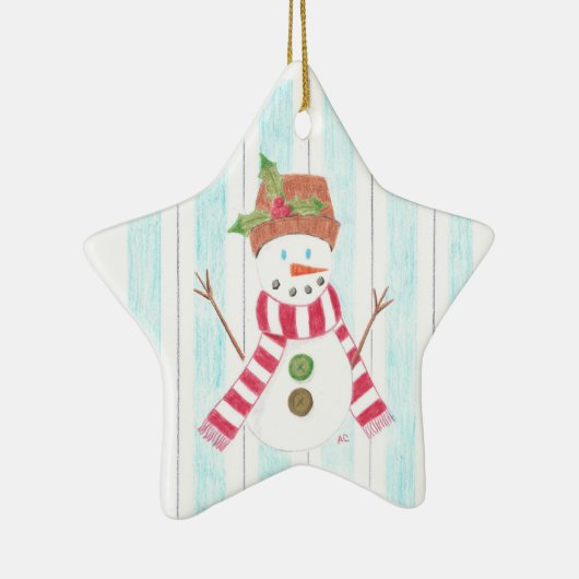 Sneeuwman Keramisch Ornament (Rechts)