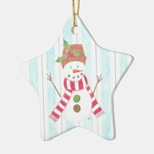 Sneeuwman Keramisch Ornament (Links)