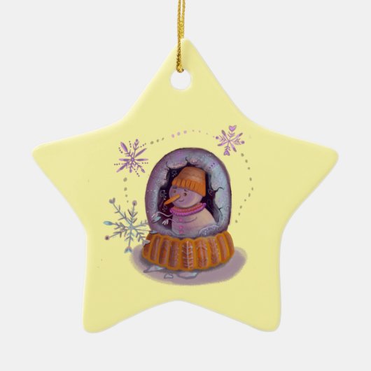 sneeuwman keramisch ornament (Voorkant)