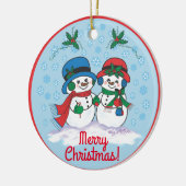 Sneeuwman Keramisch Ornament (Links)