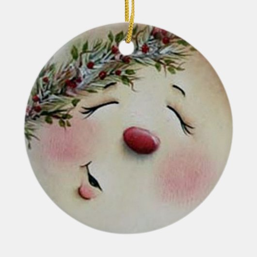 Sneeuwman Keramisch Ornament (Voorkant)