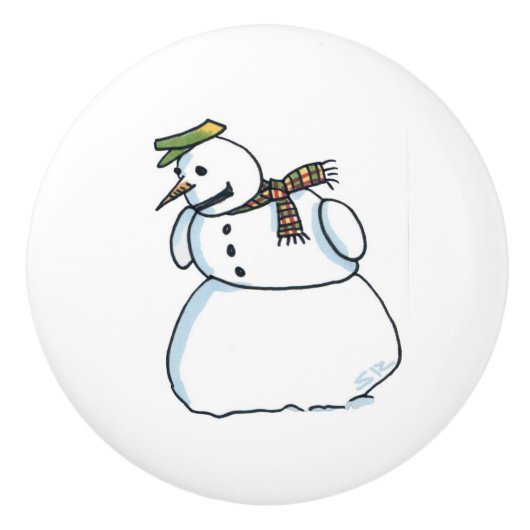 Sneeuwman keramische knop (Voorkant)