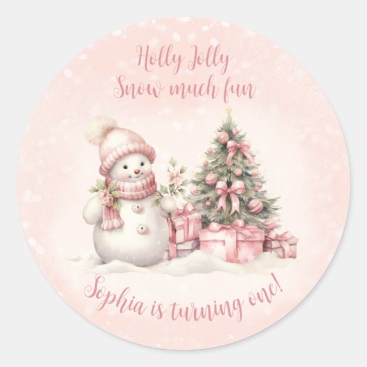 Sneeuwman Kerst 1e Verjaardag Stickers (Voorkant)