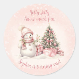 Sneeuwman Kerst 1e Verjaardag Stickers
