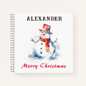 Sneeuwman Kerst Afbeelding Feestelijke Vakantie Ki Notitieboek (Voorkant)