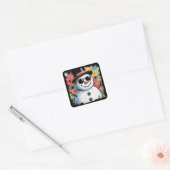 Sneeuwman Kerst Brushstroke Splatter Cool Winter Vierkante Sticker (Envelop)