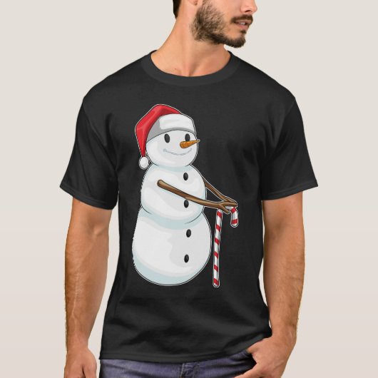 Sneeuwman Kerst Candy Cane T-shirt (Voorkant)