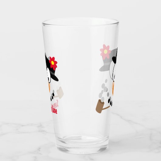 Sneeuwman Kerst Cartoon Glas (Links)