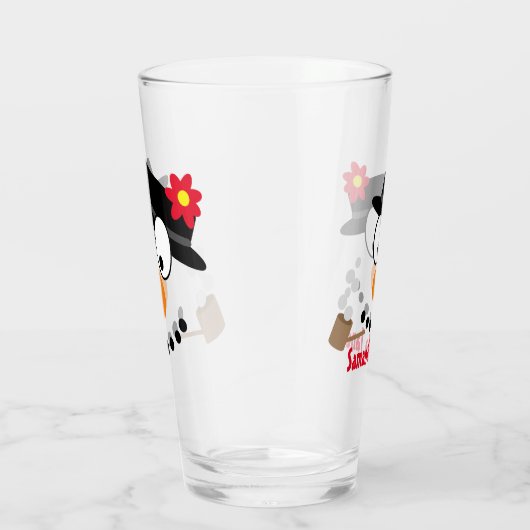 Sneeuwman Kerst Cartoon Glas (Rechts)