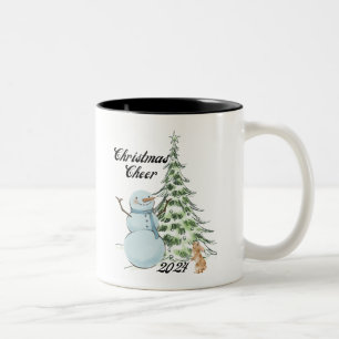 Sneeuwman Kerst Cheer Winter Wonderland Tweekleurige Koffiemok