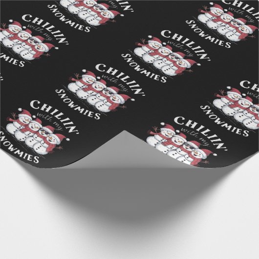 Sneeuwman Kerst Chillin Met Mijn Sneeuwmies Gift Cadeaupapier (Hoek)