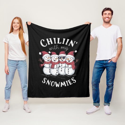 Sneeuwman Kerst Chillin Met Mijn Sneeuwmies Gift Fleece Deken (In situ)
