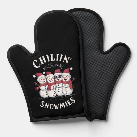 Sneeuwman Kerst Chillin Met Mijn Sneeuwmies Gift Ovenwant (Voorkant / Achterkant)