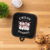 Sneeuwman Kerst Chillin Met Mijn Sneeuwmies Gift Pannenlap (Top down)