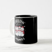 Sneeuwman Kerst Chillin Met Mijn Sneeuwmies Gift Tweekleurige Koffiemok (Voorkant links)