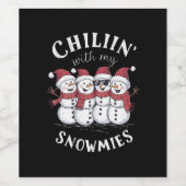 Sneeuwman Kerst Chillin Met Mijn Sneeuwmies Gift Wijn Etiket (Enkel label)