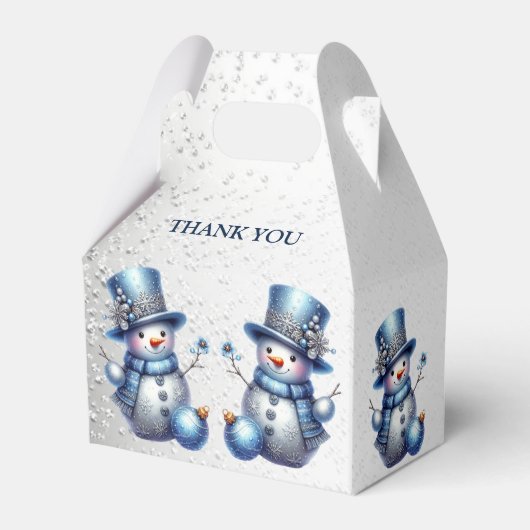 Sneeuwman Kerst Elegante Winter Feestdagen Bedankdoosjes (Achterkant)