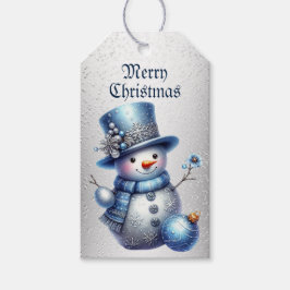 Sneeuwman Kerst Elegante Winter Feestdagen Cadeaulabel