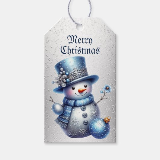 Sneeuwman Kerst Elegante Winter Feestdagen Cadeaulabel (Voorkant)