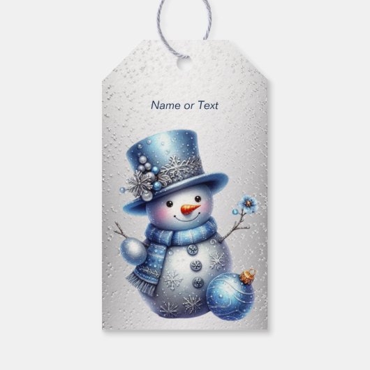 Sneeuwman Kerst Elegante Winter Feestdagen Cadeaulabel (Achterkant)