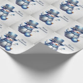 Sneeuwman Kerst Elegante Winter Feestdagen Cadeaupapier (Hoek)