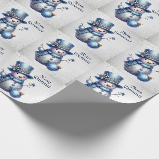 Sneeuwman Kerst Elegante Winter Feestdagen Cadeaupapier (Hoek)