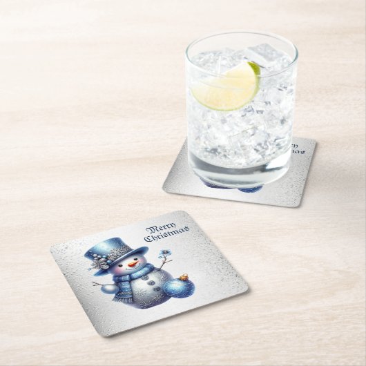 Sneeuwman Kerst Elegante Winter Feestdagen Kartonnen Onderzetters (Insitu)